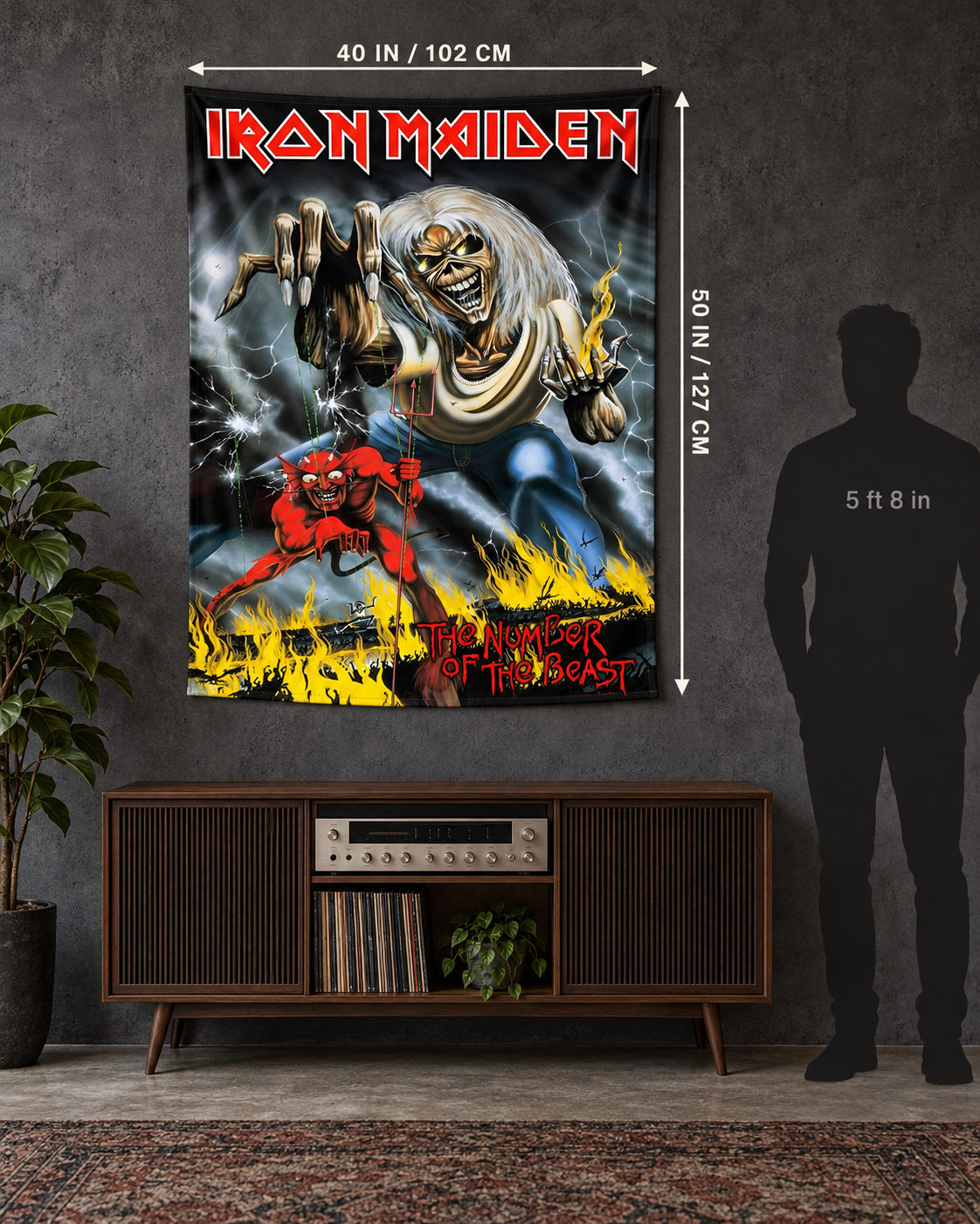 Iron Maiden The Number of the Beast tapestry 40 by 50 inch size guide