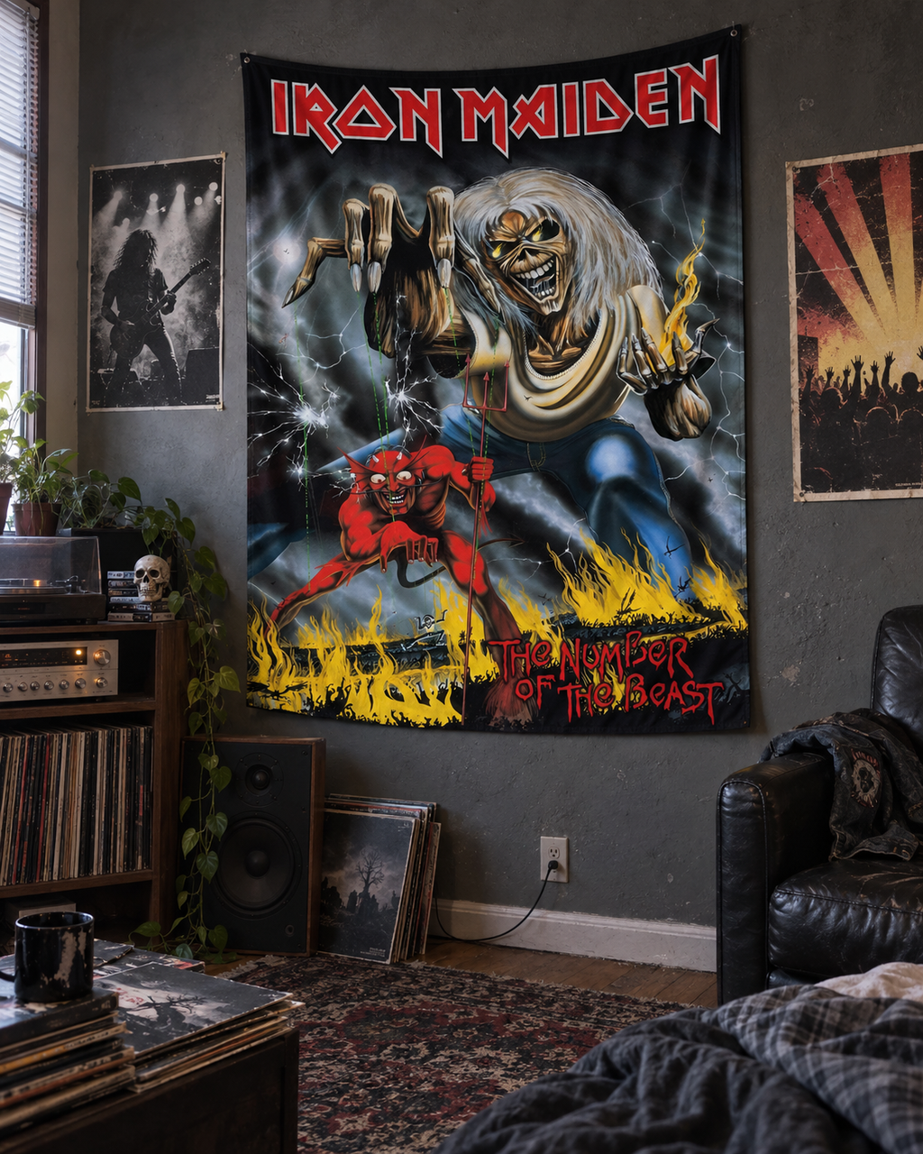 Iron Maiden The Number of the Beast tapestry wall view