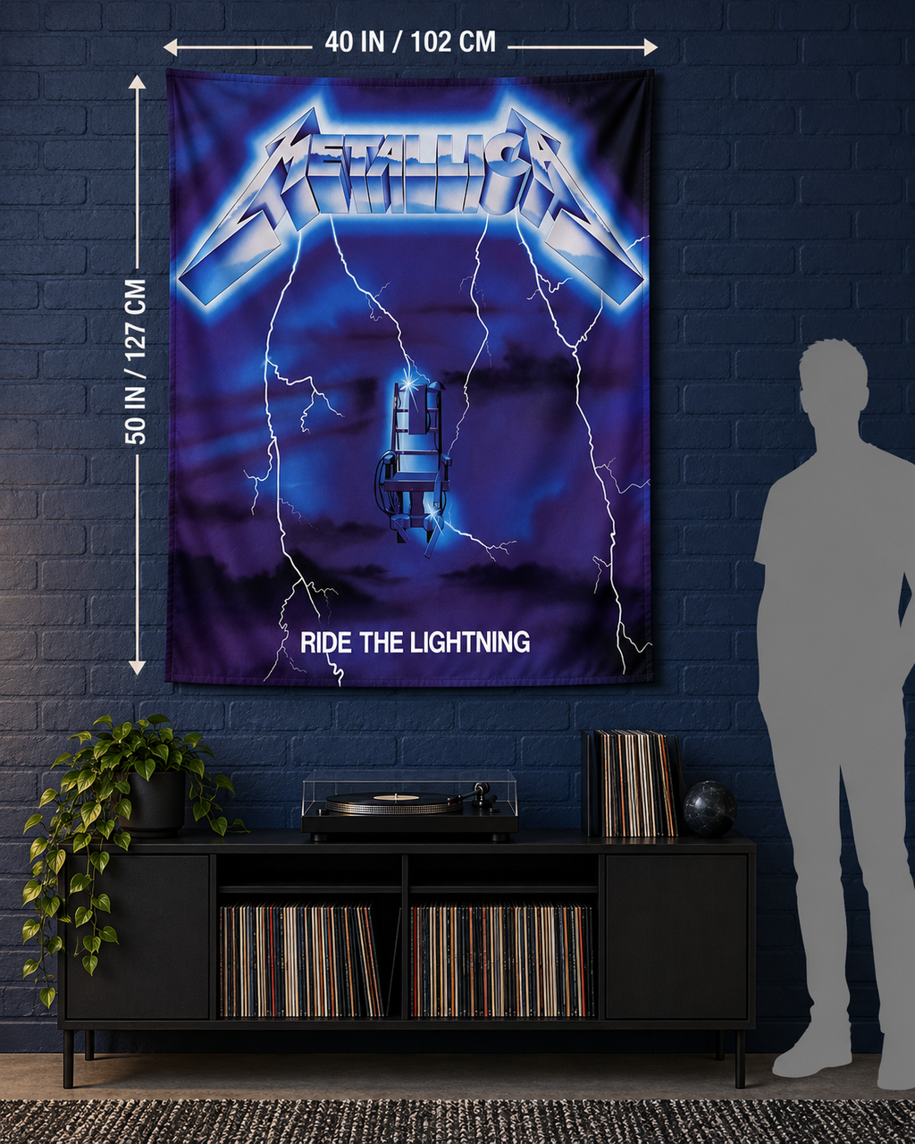 Metallica Ride the Lightning tapestry 40 by 50 inch size guide