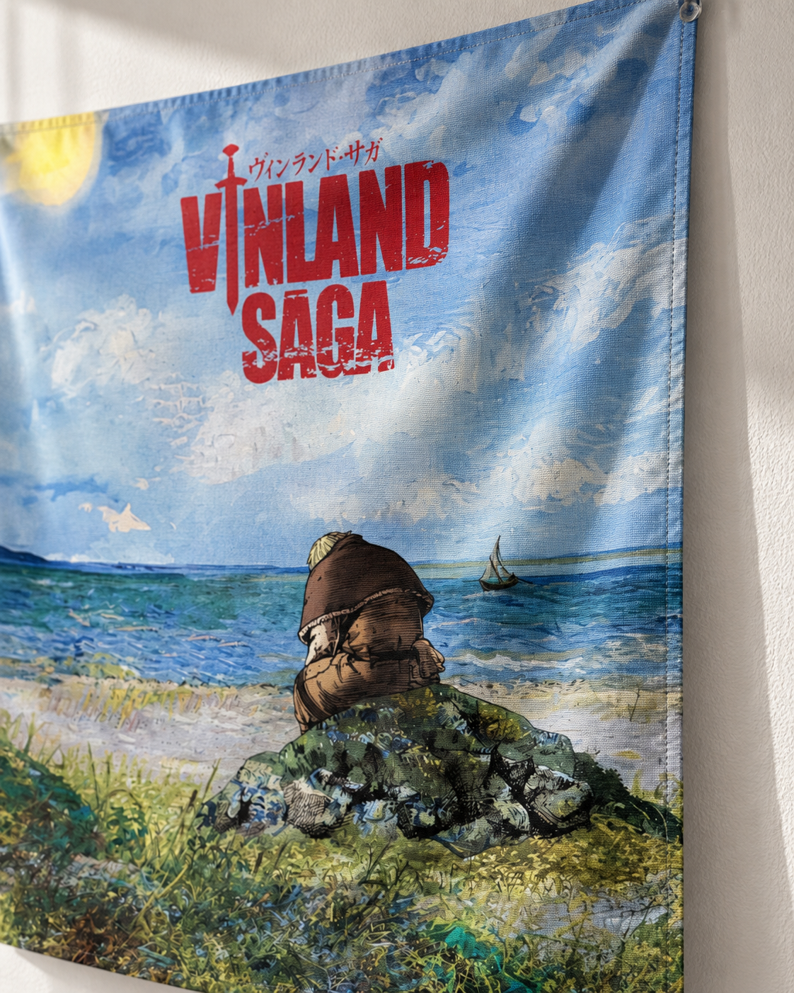 Vinland Saga tapestry fabric close-up