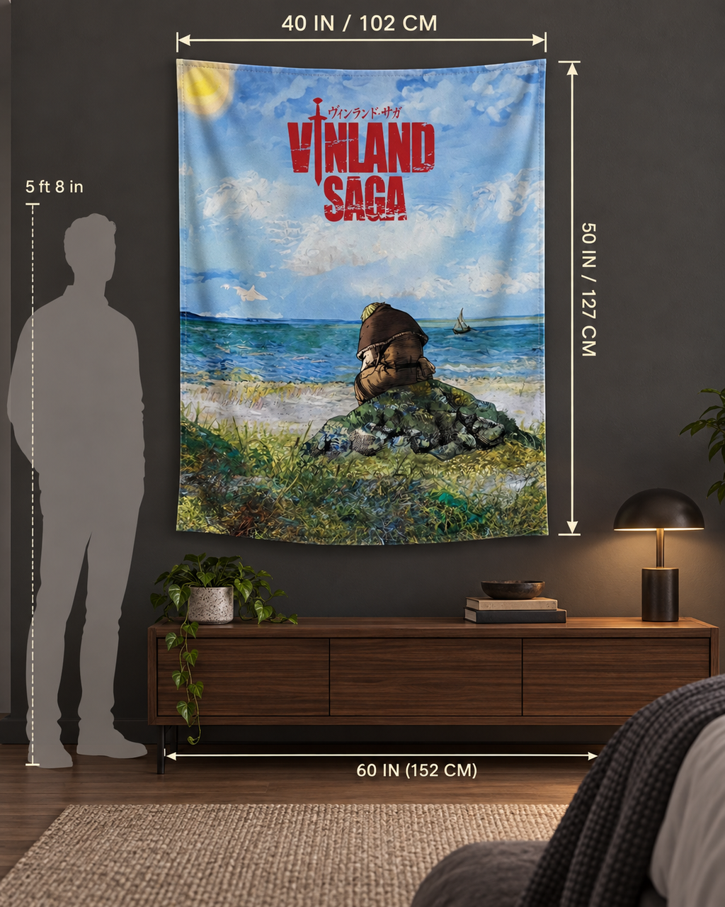 Vinland Saga tapestry 40 by 50 inch size guide